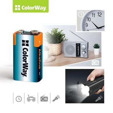 Батарейка ColorWay Alkaline Power Krona/6LR61 BL 1шт (CW-BA6LR61-1BL) [617334]