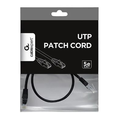 Патч-корд UTP Cablexpert літий, 50u "штекер із засувкою, 0.5 м, чорний (PP12-0.5M/BK) [610092]