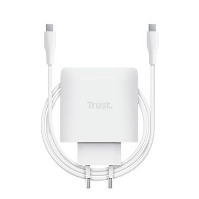 Зарядний пристрій мережевий Trust Maxo 65Вт, GaN, USB-C PD/PPS, білий (25524_TRUST) [111090]