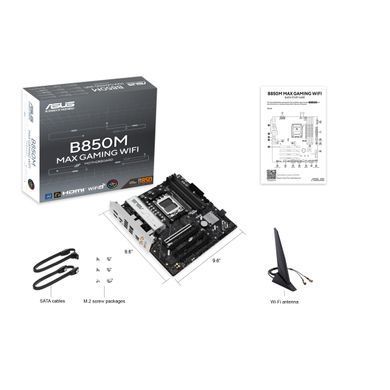 Материнcька плата ASUS B850M MAX GAMING WIFI sAM5 B850 4xDDR5 M.2 HDMI DP Wi-Fi BT mATX (90MB1LL0-M0EAY0) [109237]