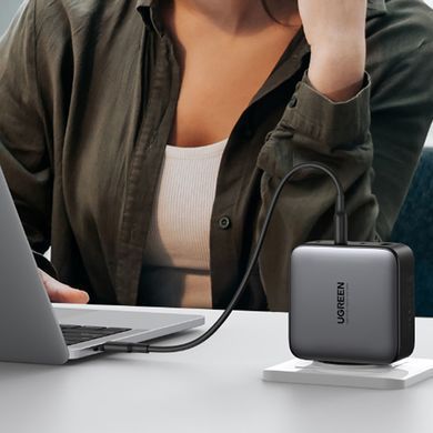 Зарядний пристрій 4xUSB 100W (3хUSB-C+USB-A) Gan сірий CD226 + Cable 100W, 1.5м, Ugreen (90575) [402107]