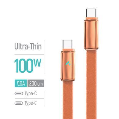 Кабель ColorWay USB Type-C - USB Type-C (M/M), ultra-thin, 5А, 1 м, Orange (CW-CBPDCC100-OR) [619962]