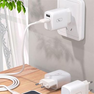 Зарядний пристрій SkyDolphin SC22EBL (2USB, 2.1A) White + кабель Lightning (MZP-000162) [603113]