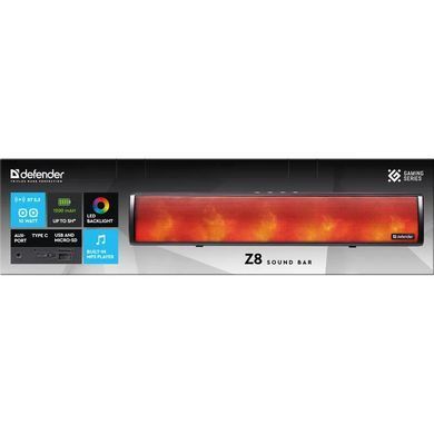 Акустична система 1.0 Defender Саундбар Z8 10Вт, Bluetooth/USB/FM/USB/TF/AUX, чорна (65118) [405270]