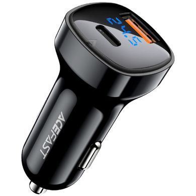 Автозарядка 2xUSB 66W (USB-C + USB-A) B4 with digital display Acefast (6974316280392) [402157]