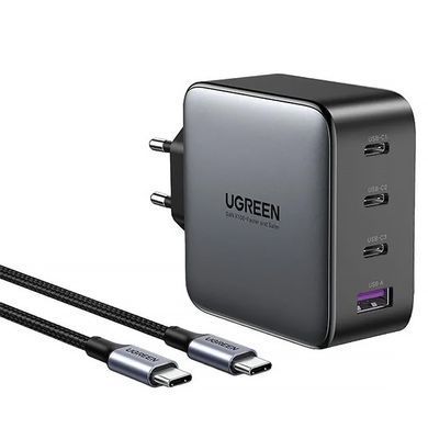 Зарядний пристрій 4xUSB 100W (3хUSB-C+USB-A) Gan сірий CD226 + Cable 100W, 1.5м, Ugreen (90575) [402107]