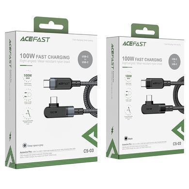 Кабель ACEFAST C5-03 USB-C to USB-C 100W right angled aluminum alloy 2m Black (6974316281016) [802528]