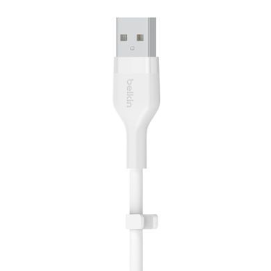 Кабель USB-A > Lightning заряджання/синхронізації Belkin 1м, силіконовий з кліпсою, білий (CAA008BT1MWH) [108545]