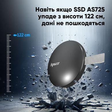 Портативний SSD Apacer Magnetic AS725 512 GB USB 3.2 Gen.2 Type-C MagSafe Black (AP512GAS725B-1) [803639]