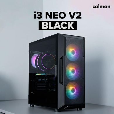 Корпус Zalman I3 Neo V2 без БЖ, 2xUSB3.0, 1x Type C, 4x120мм RGB, VGA 400мм, LCS ready, TG Side Panel, ATX, чорний (I3NEOV2BLACK) [112537]