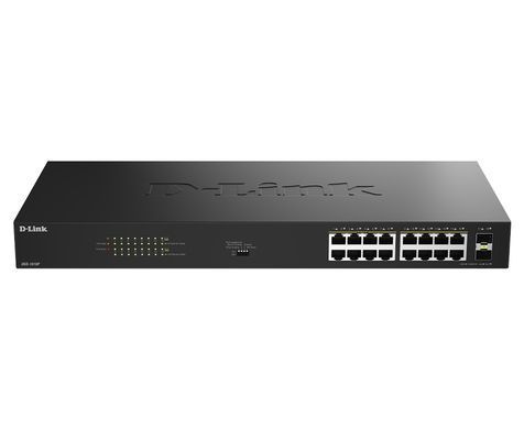 Комутатор D-Link 16x1GE PoE+, 240Вт, 30Вт/порт, Некерований (DGS-1018P) [113073]