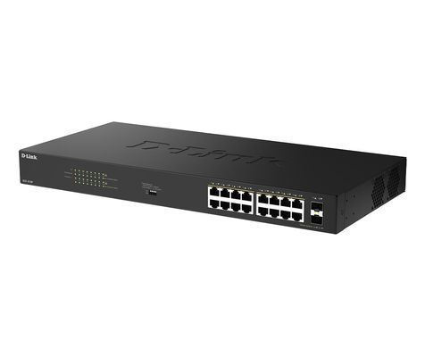 Комутатор D-Link 16x1GE PoE+, 240Вт, 30Вт/порт, Некерований (DGS-1018P) [113073]