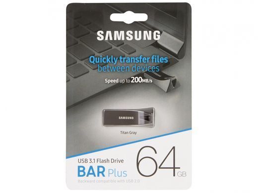 Накопичувач Samsung 64GB USB 3.1 Type-A Bar Plus Сірий (MUF-64BE4/APC) [114484]