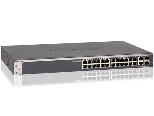 Комутатор NETGEAR GS728TXP 24xGE PoE, 2x10GE, 2xSFP+, 195Вт, Керований L2 (GS728TXP-300EUS) [105173]