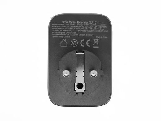 Мережевий зарядний пристрій UGREEN CD314 30W Outlet Extender EU (2A1C) (UGR-90613) [802770]