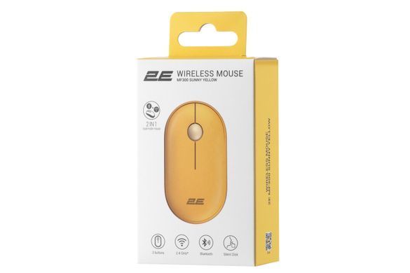 Миша 2E MF300 Silent, WL/BT, жовтий (2E-MF300WYW) [104017]