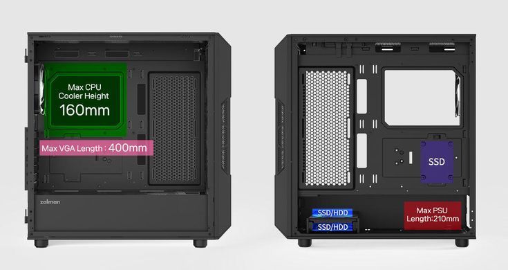 Корпус Zalman I3 Neo V2 без БЖ, 2xUSB3.0, 1x Type C, 4x120мм RGB, VGA 400мм, LCS ready, TG Side Panel, ATX, чорний (I3NEOV2BLACK) [112537]