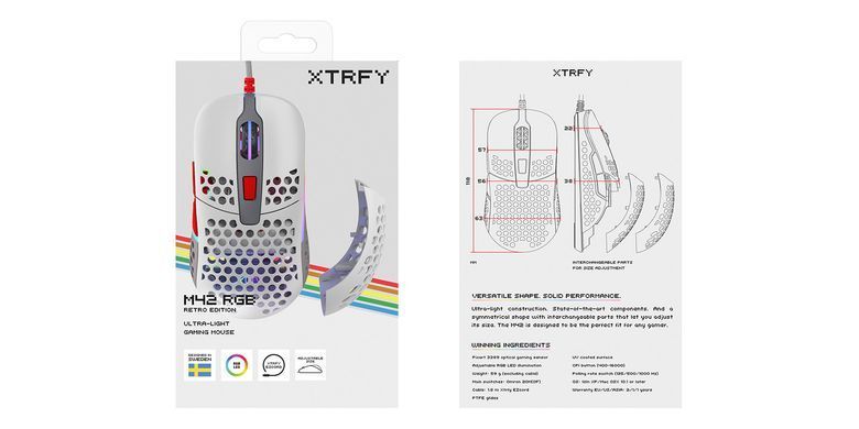 Миша Xtrfy M42, USB-A, RGB, Retro (XG-M42-RGB-RETRO) [103955]