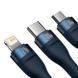 Кабель Baseus Flash Series Ⅱ One-for-three Fast Charging Data Cable USB to M+L+C 100W 1.2m Blue (CASS030003) [802631], фото 4