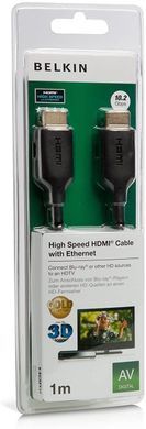 Кабель HDMI (M/M) Belkin 1м, High Speed Ethernet, чорний (F3Y021BT1M) [108764]