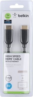 Кабель HDMI (M/M) Belkin 1м, High Speed Ethernet, чорний (F3Y021BT1M) [108764]