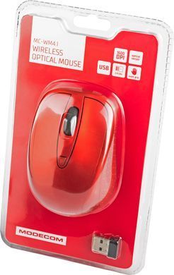Мишка Modecom MC-WM4.1, бездротова, 3кн., 1600dpi, нано ресівер, червона (M-MC-0WM4.1-500) [401127]
