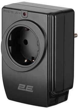 Адаптер мережевий 2E 1xТипF, 16A, 2*USB-A, фільтр, чорний (2E-AD120U) [111827]