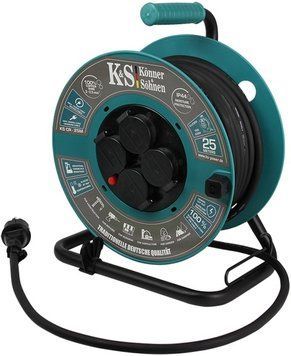 Подовжувач мережевий Konner&Sohnen KS CR-25M, 25м, 4xТипF, 16A, зелений (KSCR-25M) [110532]