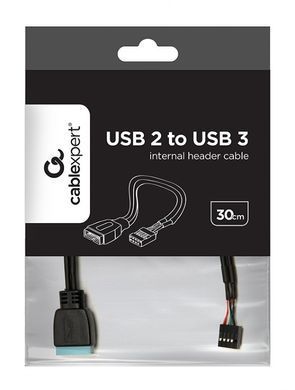 Кабель Cablexpert USB 2.0 9-pin - USB 3.0 19-pin (F/M), 0.15 м, внутрішній, чорний (CC-U3U2-01) [603659]