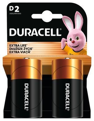 Лужні батарейки Duracell D, 2 шт. (5020280/5014581/5005987/5014435) [204004]