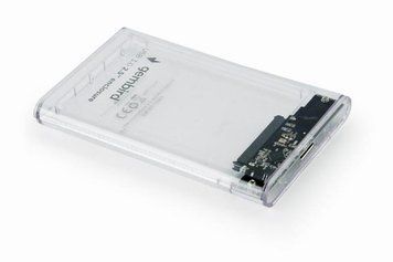 Зовнішня кишеня Gembird для підключення SATA HDD 2.5", USB 3.0, пластик, Transparent (EE2-U3S9-6) [608272]