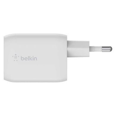 Зарядний пристрій мережевий Belkin 65Вт 2хUSB-С GAN PD PPS, білий (WCH013VFWH) [112181]