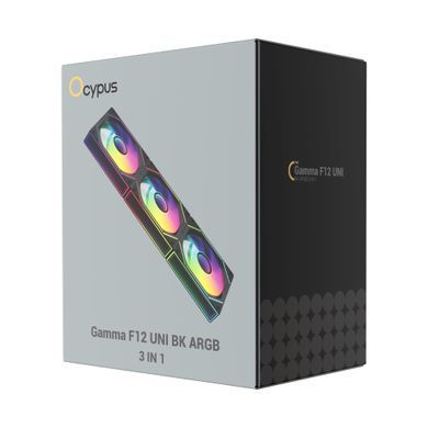 Набір із трьох вентиляторів для корпусу 120MM GAMMA F12 UNI BK ARGB 3 IN 1 OCYPUS (GAMMA-F12-BK3AM00U-GL) [502898]