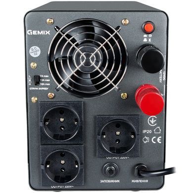ДБЖ Gemix, 1200VA/800W 12V/220V, 7/13/18A, 3*Schuko, без АКБ (PSN-1200U) [400954]