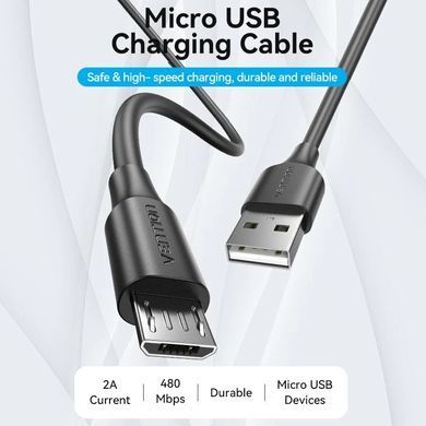 Кабель USB 2.0 AM-micro BM 1.0м Black Vention (CTIBF) [404575]