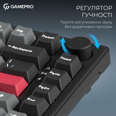 Клавіатура бездротова GamePro Asgard Yord Keychron Super Red Switch Black (MK266BK) [616000]