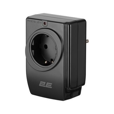 Адаптер мережевий 2E 1xТипF, 16A, 2*USB-A, фільтр, чорний (2E-AD120U) [111827]
