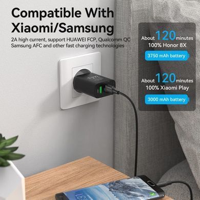 Кабель USB 2.0 AM-micro BM 1.0м Black Vention (CTIBF) [404575]
