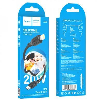 Кабель HOCO X90 Cool silicone PD charging data cable for iP Black (6931474788382) [805473]