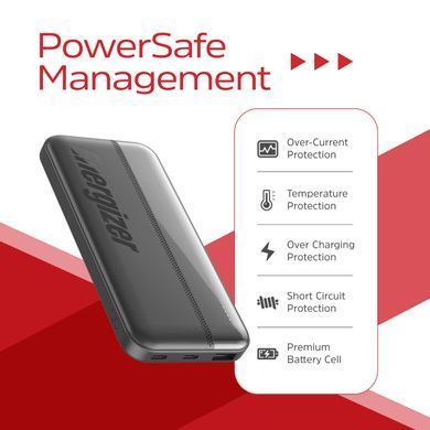 УМБ Energizer 10000mAh 15W, USB-А, 2хUSB-C Black (UE10050CC) [405067]