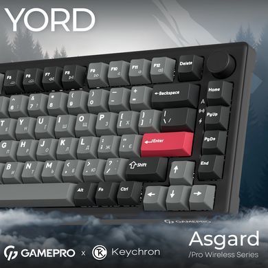 Клавіатура бездротова GamePro Asgard Yord Keychron Super Red Switch Black (MK266BK) [616000]