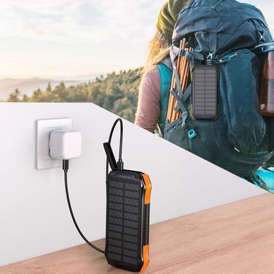 УМБ Choetech 10000mAh 10W 2USB-A+USB-C,solar panel Black-Orange (B658-OR) [42307]
