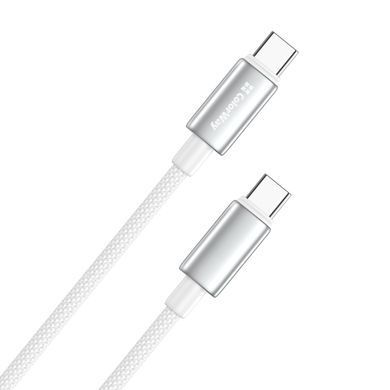 Кабель ColorWay USB Type-C - USB Type-C (M/M), zinc alloy braided, 5А, 1 м, White (CW-CBPDCC098-WT) [619964]