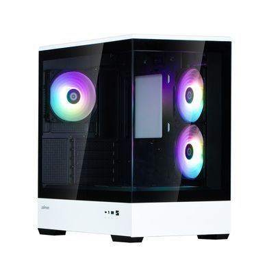 Корпус Zalman P30 без БЖ, 1xUSB3.0, 1xUSBType-C, 3x120мм ARGB, VGA 420мм, LCS ready, TG Side Panel, mATX, чорний/білий (P30BW) [109560]