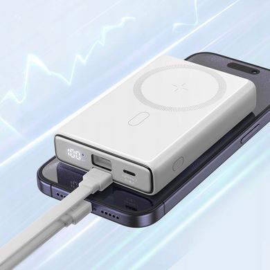 УМБ Joyroom Magnetic Wireless 10000mAh JR-PBM01 20W QC, USB-C In/Out White (6941237112545) [404632]