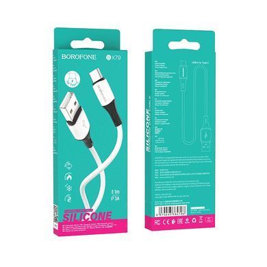 Кабель BOROFONE BX79 USB to Type-C 3A, 1m, silicone, silicone connectors, White (6974443384796) [803308]