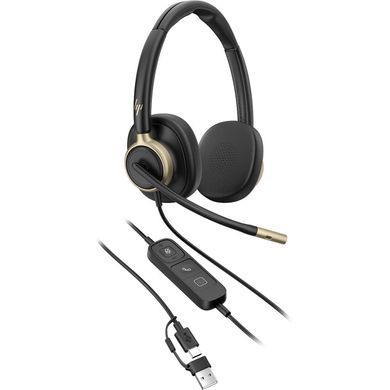 Гарнітура комп'ютерна стерео On-ear HP Poly Mission 825, USB-A, USB-C, 4 x Uni-mic, ANC, Beamforming, AI noise cancelling, Teams, Zoom, Google Meet, чорний (C01FCAA) [114585]
