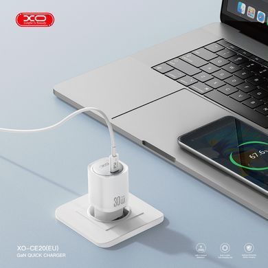Мережевий зардний пристрій XO CE20 - 33W Single port USB-C PD30W/PPS33W White (CE20_White) [201897]