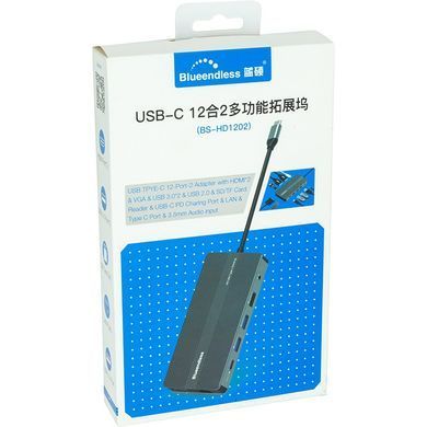 USB-хаб Blueendless USB Type-C 12-в-1 Grey (CA913886) [605164]
