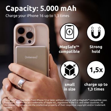Портативний зарядний пристрій USB 5000MAH MAG CHAMPAGNE MW5000 INTENSO (7344021) [503419]